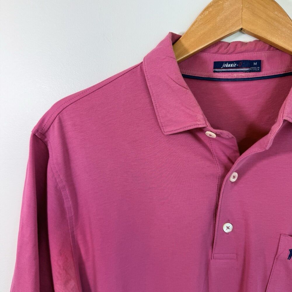 Johnnie O Polo Shirt Mens M Pink Red Logo Golf Club Short Sleeve - Picture 3 of 9